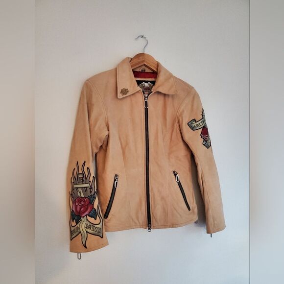 Harley-Davidson Jackets & Blazers - Harley Davidson *Flawed* tan leather jacket size women's XS
